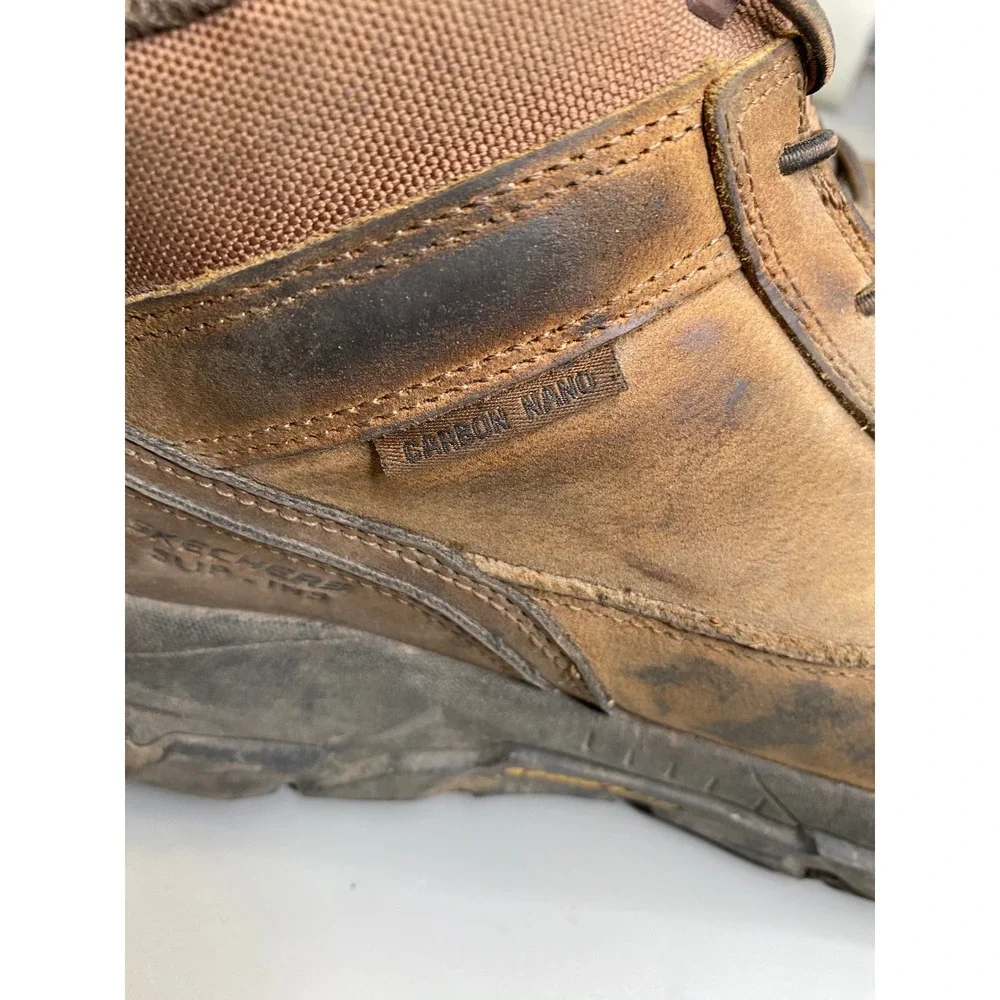 Skechers Work Slip-ins Mens 9.5 Wide Carbon Nano Safety Toe Boots Brown 200159W
